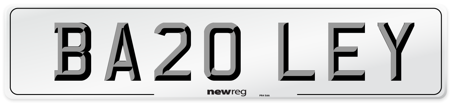 BA20 LEY Number Plate from New Reg
